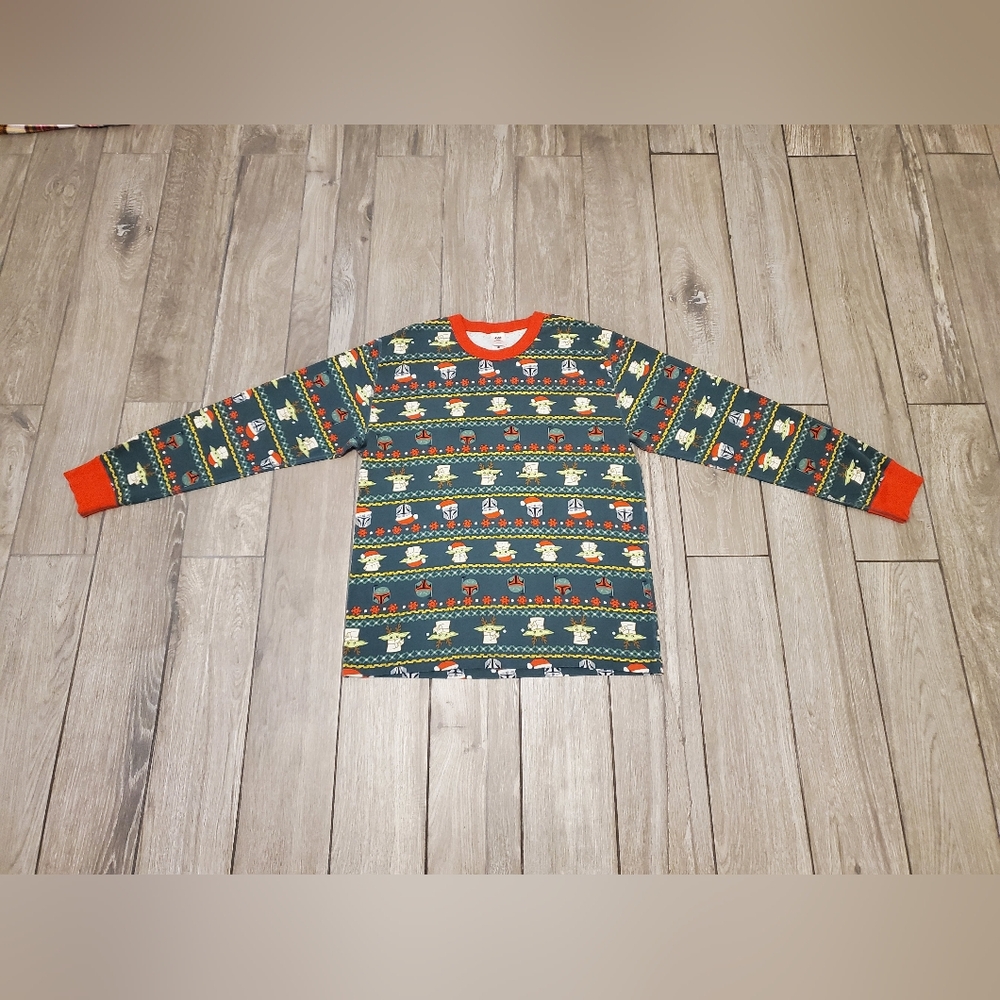 Hanna Andersson 100% organic cotton green red Star Wars Christmas pajama top XL